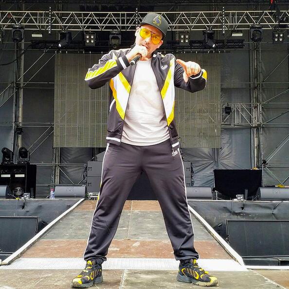 Bee Low the Master of Ceremony is rocking the main stage of the Openair Frauenfeld 2019 in Switzerland