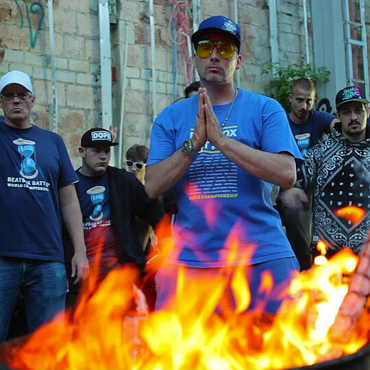 Bee Low the Master of Ceremony at the production of a music video clip at the Radarstation Teufelsberg in Berlin-Grunewald